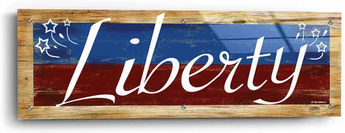 Vista 2 de Epic Art 'Liberty' por Ed Wargo, arte de pared de vidrio acrílico, 36"x12