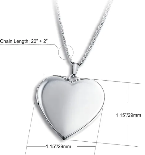 Vista 6 de PHOCKSIN Relicario collar para mujer que sostiene imágenes relicario de fotos para niñas Pulido y grabado Forever in My Heart& I Love You Mom