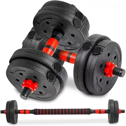 Vista 9 de Adjustable Dumbbells Set, Upgrade Free Weight Set with Connecting Rod, 3 in 1 Dumbbell Set Used as Dumbbells, Barbell, Push Up Stand, Fitness Negro