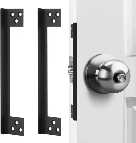 Vista 8 de Placa Protectora del Pestillo de Puerta, Protector de Seguridad para Puerta de Apertura Externa, Protector del Pestillo de Puerta, Cubierta