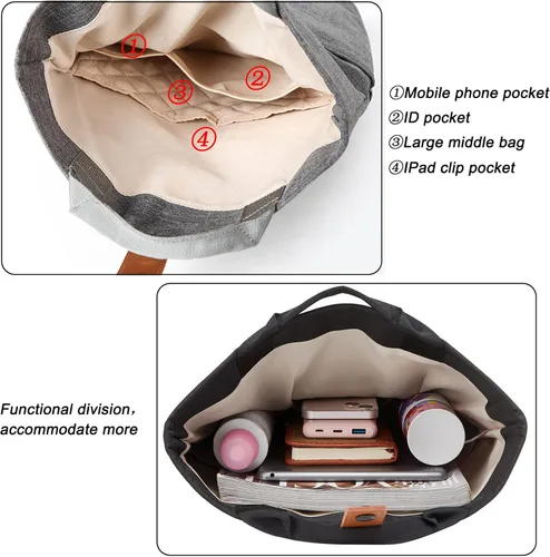 Vista 5 de Bolso de mensajero de lona vintage elegante bolsa de hombro plegable bolsa de hombro de lona pesada para hombres y mujeres Clásico simple vintage