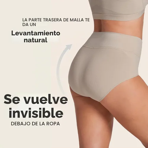 Vista 3 de Leonisa Bragas de compresión adelgazantes de cintura alta, ropa interior con control de abdomen para mujer Beige