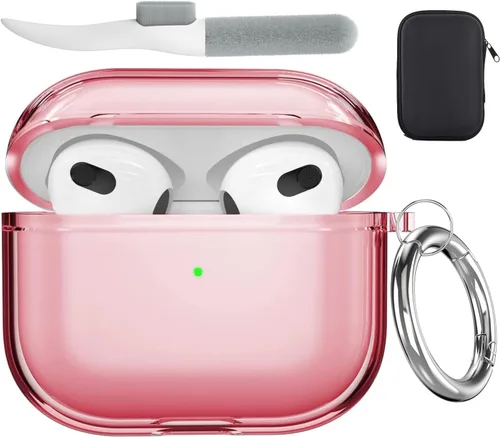 Vista 15 de Valkit - Funda transparente protectora para estuche de AirPods, con llavero, poliuretano termoplástico suave, a prueba de golpes, compatible