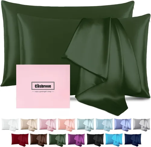 Vista 20 de Fundas de almohada de seda con cremallera, funda de almohada de morera, azul bebé, estándar, 1 unidad 20x26 Silk Pillowcase for Hair and