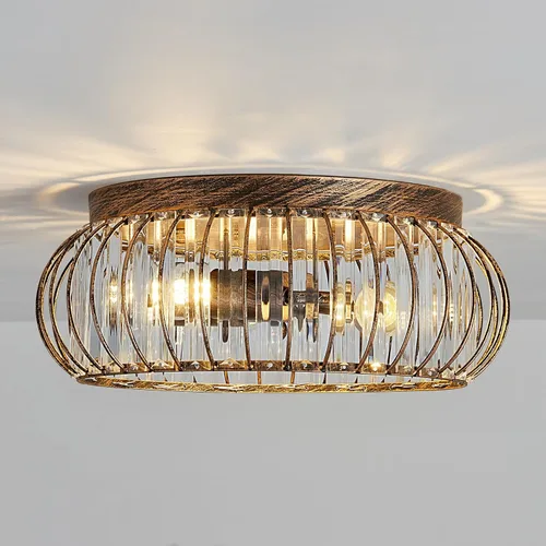 Vista 12 de YYJLX Paquete de 2 Lámparas de Techo Semiempotradas Modernas Pequeña Lámpara de Araña de Cristal Mini Lámpara de Techo Interior para Baño Pasillo