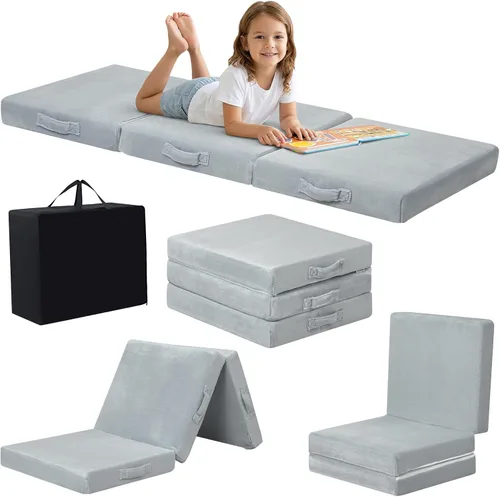 Vista 25 de MeMoreCool Colchón plegable de suelo para niños, tapete para siesta de suelo para dormir, guardería, cama plegable para niños pequeños, colchón