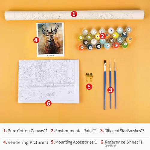 Vista 3 de TUMOVO Pintura por números para adultos, kits de pintura de ciervos para adultos por números sobre lienzo, animales del bosque, kits de pintura por