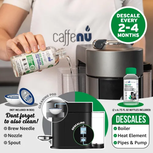 Vista 6 de Caffenu Nespresso Vertuo Solución de descalcificación, 2 botellas, descalcificador de 4 usos (4 Uses) Descaler for Nespresso Vertuo Coffee