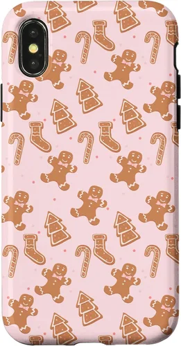 Vista 5 de iPhone 16 Pink Gingerbread Cookie Christmas with Polka Dots Case