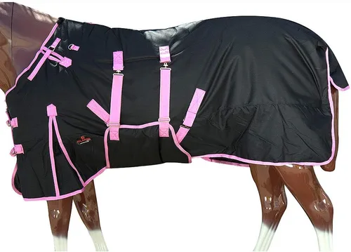 Vista 11 de HILASON Manta de Caballo de Poly Impermeable de Invierno 1200D con Envolvente de Vientre Mantas de Exterior para Caballos Vino