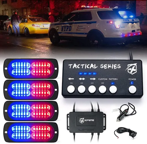 Vista 14 de Xprite Kit de 24 luces estroboscópicas LED ámbar de montaje en superficie con panel de control, conjuntos de luces de advertencia de emergencia