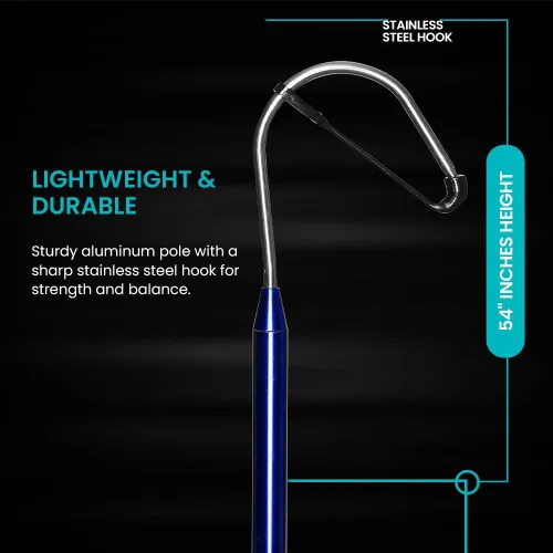 Vista 3 de GAFFER SPORTFISHING Aluminum Fish Gaff Hook Lightweight Fishing Pole with Sharp Stainless Steel Spear Hook Ergonomic Foam Grips, Secure Lanyard