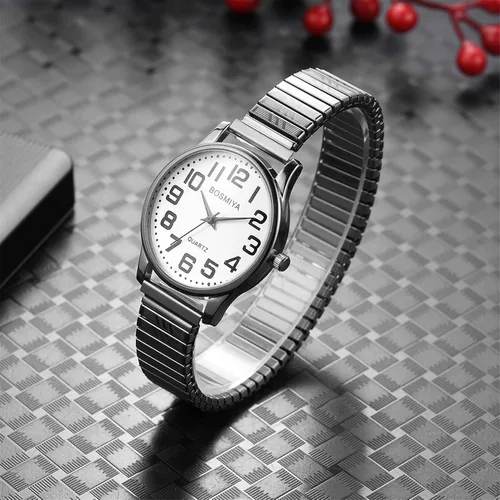 Vista 3 de Avaner Reloj de pulsera con correa elástica, reloj de pulsera para pareja, reloj de banda ultra delgado, reloj de pulsera de cuarzo analógico