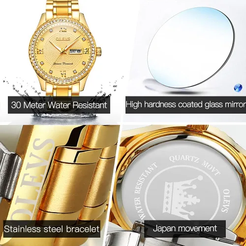 Vista 5 de OLEVS Luxury Gold (Silver) Watches for Men,Men's Stainless Steel Watch with Date,Men's Wrist Watches Waterproof,Classic Dress Watch for Men