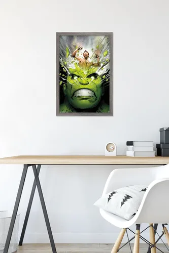 Vista 6 de Trends International Marvel Comics - Póster de pared de The Incredible Hulk - Cover #171, 14.725 x 22.375 pulgadas, versión enmarcada de madera