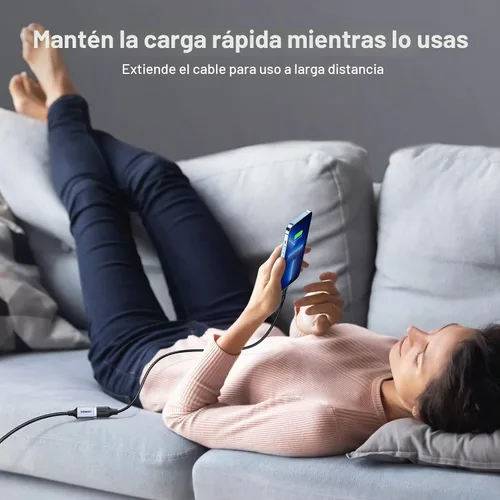 Vista 2 de UGREEN Paquete de 2 cables de extensión USB (1.5 pies + 1.5 pies), cable extensor USB 3.0 de nailon trenzado, compatible con cámara web, cámara