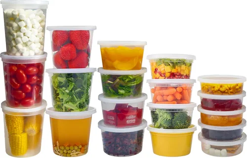 Vista 9 de DuraHome - Contenedores para el almacenamiento de alimentos, con tapas, de 8 onzas, 16 onzas y 32 onzas, paquete combinado de envases con tapas, 44