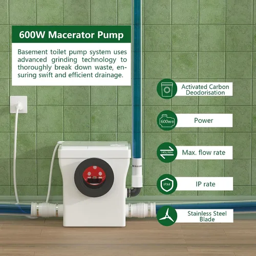 Vista 7 de SUPERFLO Sistema de inodoro Upflush para inodoro macerador de sótano
