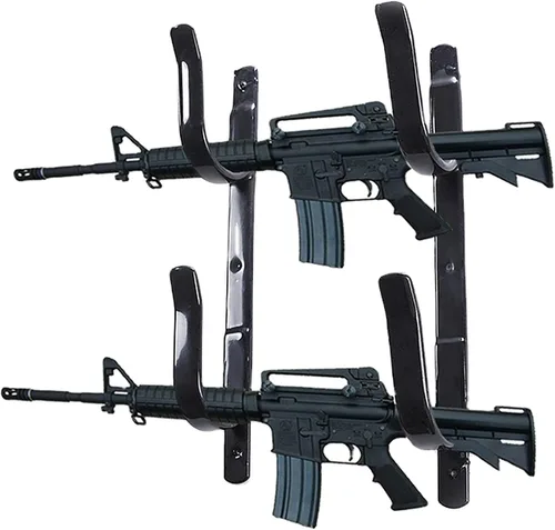 Vista 4 de Soportes para pistola – Soporte de pared para pistola – Ganchos para pistola de caza de rifles – 2 ganchos en J de metal recubierto de PVC