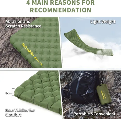 Vista 9 de Naturehike Colchoneta de dormir ultraligera de 25 onzas, almohadilla de dormir inflable aislada 4.6R, alfombrilla de dormir ligera para acampar