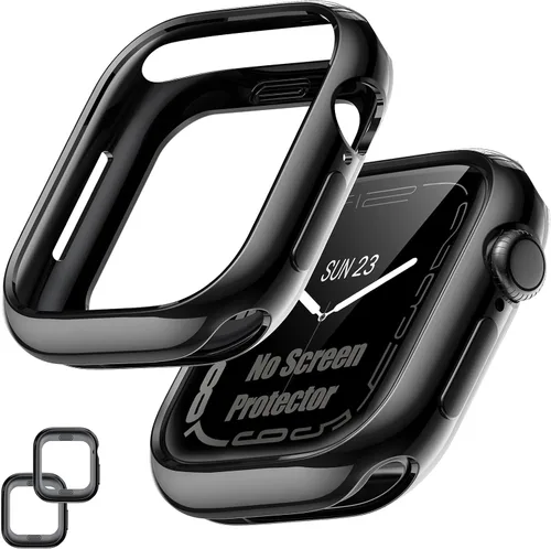 Vista 10 de [Paquete de 2] Funda protectora para Apple Watch SE3/SE2/SE/Series 6/5/4 de Negro+Negro