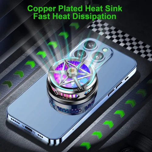 Vista 7 de Black Portable Mobile Phone Radiator, Wireless Phone Cooling Fan with Intelligent Temperature Control, TEC Instant Cooling & Magnetic Core for