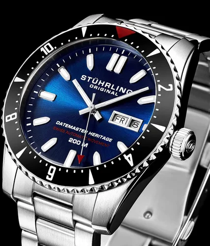 Vista 4 de Stuhrling Original Reloj suizo automático Datemaster Heritage 1004 de 1.732in, Datemaster Heritage