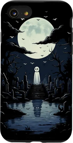 Vista 18 de iPhone 16 Ghost Halloween Cemetery Scary Creepy Case