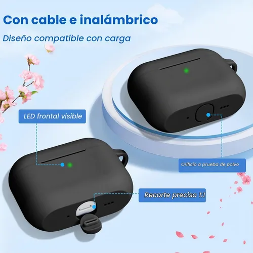 Vista 6 de Funda para Airpods Pro 2/1 Gen para hombres, mujeres y niñas, funda compatible con Airpods Pro de 2ª/1ª generación, funda protectora de silicona