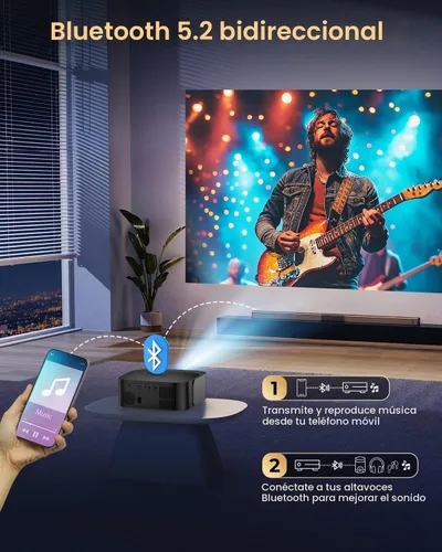Vista 7 de [Auto Focus/LCD de 5 pulgadas] Proyector para exteriores 4K con WiFi 6 y Bluetooth, DBPOWER Native 1080P Proyector portátil, Keystone automático