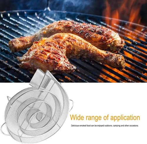 Vista 8 de Naysku Generador de humo frío, bandeja para ahumar pellets, ahumador de laberinto para frío, herramientas de cocina de parrilla de acero inoxidable