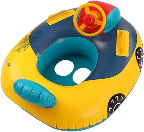 Vista 9 de Lindo flotador inflable de piscina para niños, flotador de verano de PVC, cama de aire, lago, barco, flotadores de natación con 2 asas, balsa