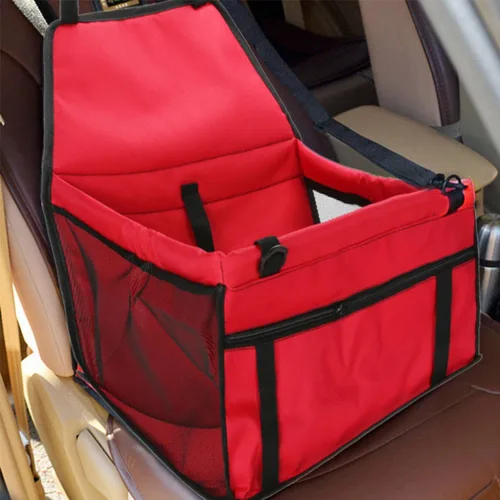 Vista 6 de Perro portátil con cinturón ajustable, bolsa de viaje colgante roja para perros seguros