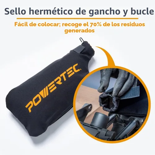 Vista 5 de POWERTEC Bolsa colectora de polvo para sierra ingletadora de 7-1/4 pulgadas, 8-1/2 pulgadas, se adapta a puertos de polvo nominales de 1-1/2