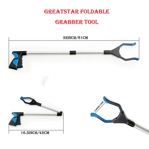 Vista 2 de Greatstar Reacher Grabber - Herramienta de recogida de 2 piezas, extensor de 32 pulgadas, herramienta de agarre para ayudas de discapacidad