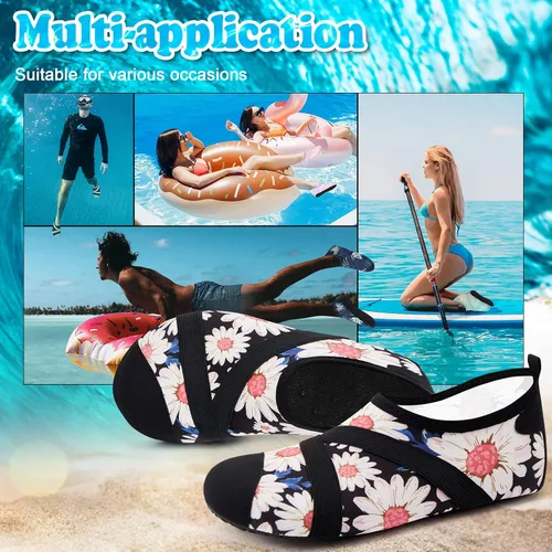 Vista 7 de VIFUUR Zapatos de agua para hombre y mujer, calcetines acuáticos de secado rápido para playa, natación, yoga, deportes al aire libre
