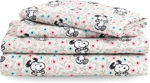 Vista 19 de Berkshire Peanuts® - Juego de sábanas tamaño individual, 3 piezas, diseño de personajes lindos Snoopy de microfibra suave, mini Snoopy y Woodstock