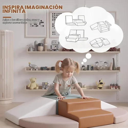 Vista 6 de Hoohtoot Bloques de escalada de espuma para niños pequeños: juego suave de 6 piezas - Juguetes de escalada y gateo de cuero sintético - Gimnasio