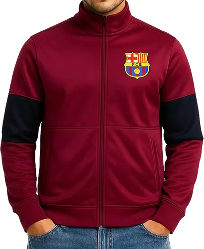 Vista 13 de Icon Sports Chaqueta deportiva de fútbol con licencia oficial del FC Barcelona, unisex para adultos