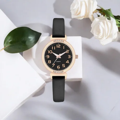 Vista 3 de NUOVO - Reloj deportivo de silicona para mujer con correa de piel con cristales, pantalla analógica