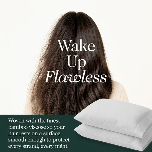 Vista 4 de Fundas de almohada Queen de viscosa de bambú 100% cultivadas orgánicamente, 2 piezas, gris claro Gris claro (100% viscosa orgánica hecha de bambú)