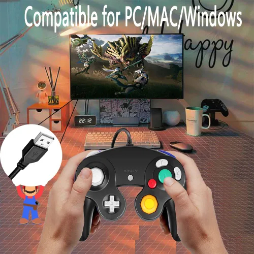 Vista 4 de Reiso Classic NGC Wired USB Controller for Windows PC MAC (Black)