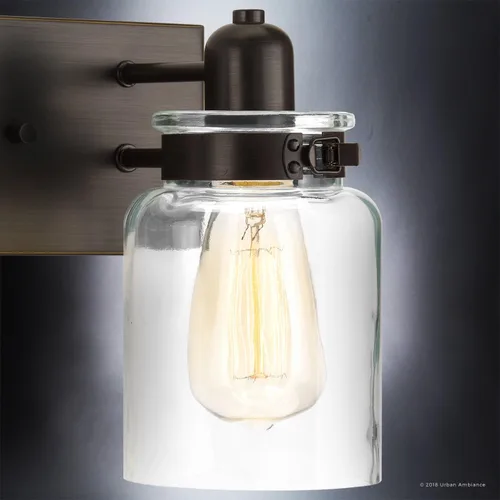 Vista 3 de Urban Ambiance Lámpara de tocador de baño moderna de lujo, tamaño grande: 8.625 pulgadas de alto x 30.25 pulgadas de ancho, con elementos