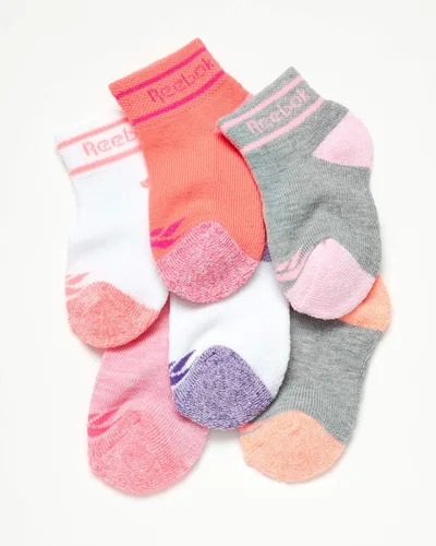 Vista 4 de Reebok Paquete de 6 calcetines cómodos de corte de un cuarto para niña (bebébebé)