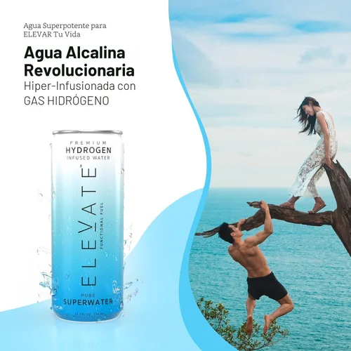 Vista 3 de Agua Premium de Hidrógeno ELEVATE SUPERWATER (paquete de 12). Hidrógeno más alto (3-5 PPM) y ORP más bajo -650. Apoya la recuperación, energía
