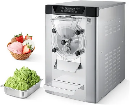 Vista 13 de VEVOR Máquina comercial de helado duro, 500 W, 1.32 galones/hora, heladera de gelato duro con cilindro de acero inoxidable 304 de 2.8 L, panel LED