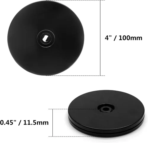 Vista 4 de Jersvims - Juego de 2 platos giratorios de acrílico de 4 pulgadas, organizador giratorio negro para cocina, despensa, gabinete, escritorio
