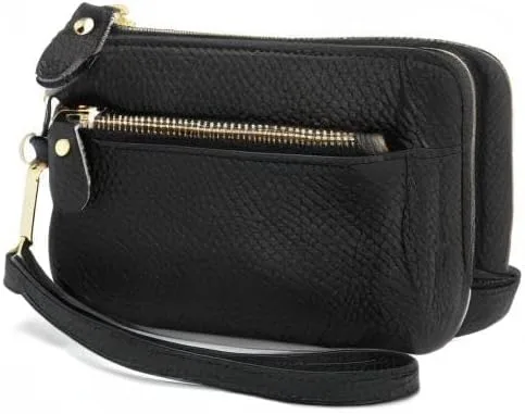 Vista 7 de ZOOEASS Monedero de cuero para mujer,Gran apertura para fácil acceso,Con correa de muñeca, Negro -, Monederos