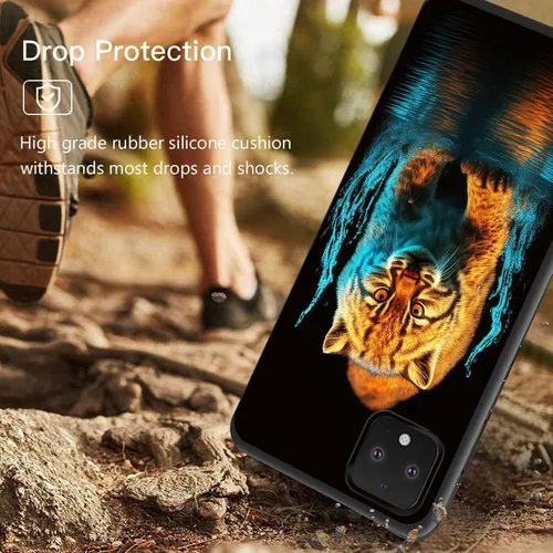 Vista 2 de Funda protectora para Pixel 4 XL, funda protectora de silicona antiarañazos de TPU premium para Google Pixel 4 XL, leopardo en el agua