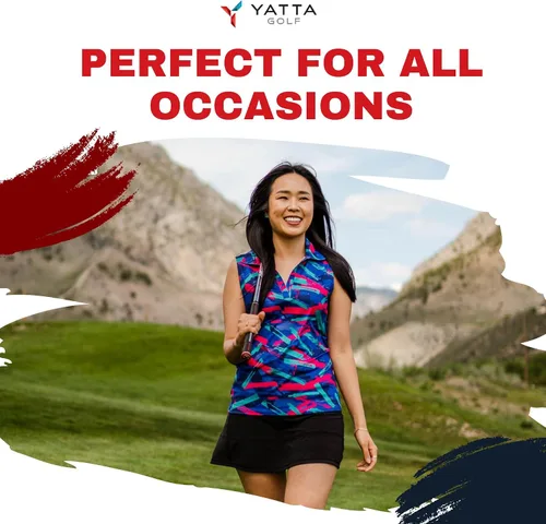 Vista 45 de YATTA GOLF Polo de golf sin mangas para mujer, absorbe la humedad, cuello en V, para golf, entrenamiento, golf